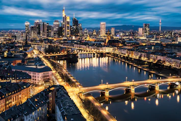 aerial view of Frankfurt during night time