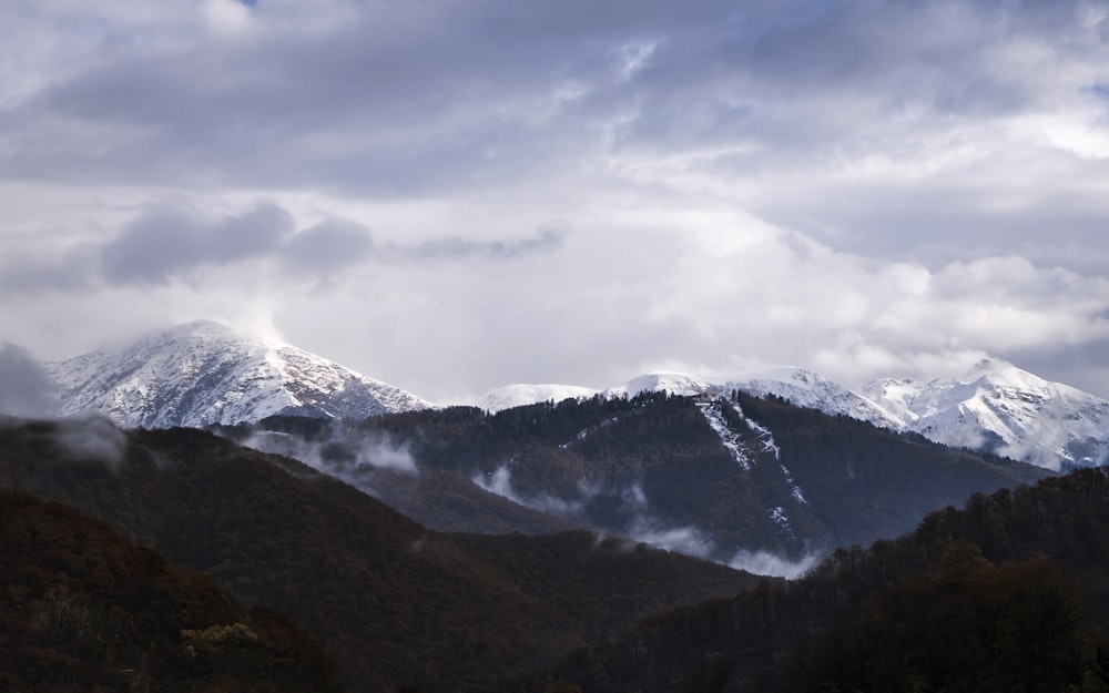 snow covered mountain under cloudy sky during daytime