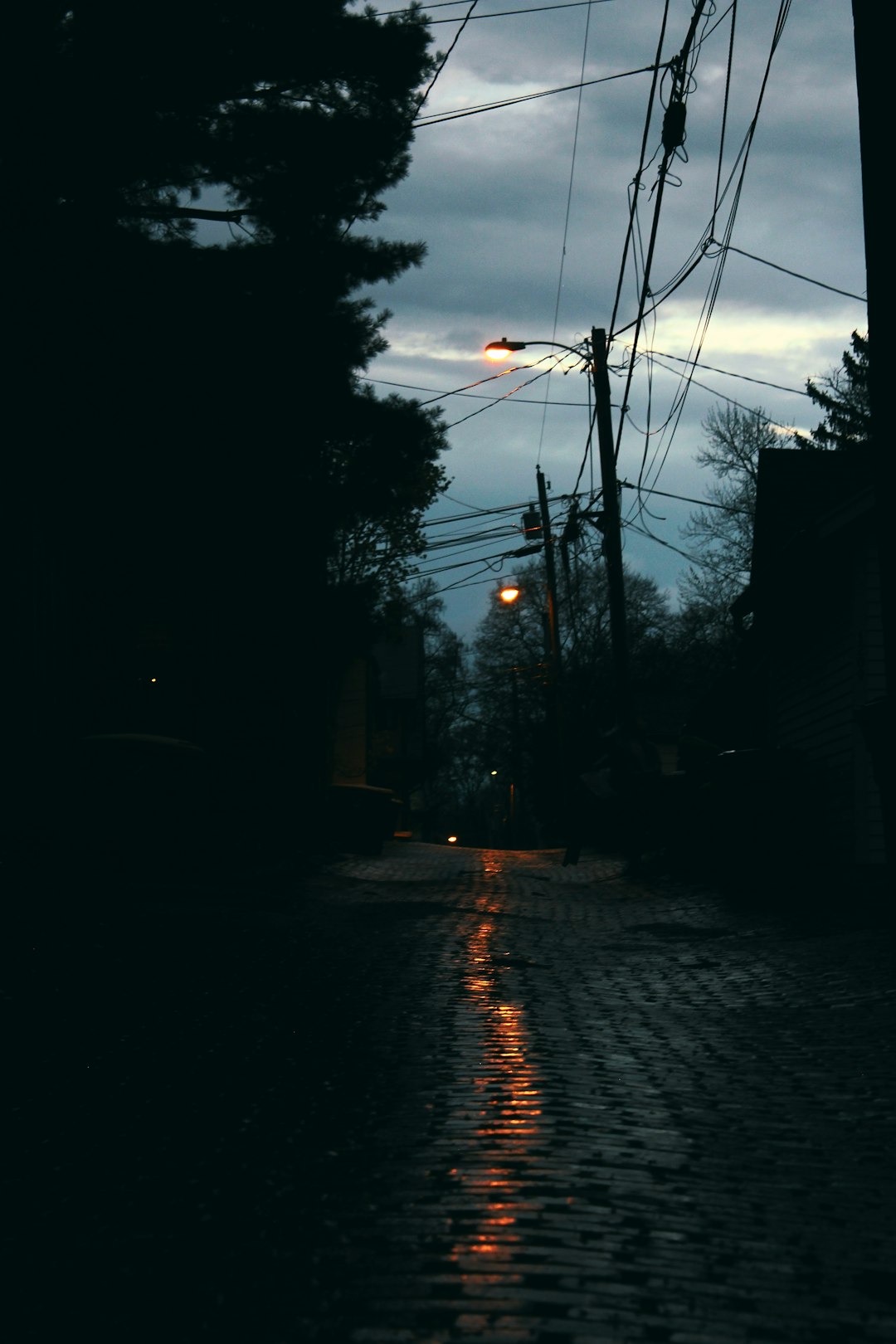 black street light during night time