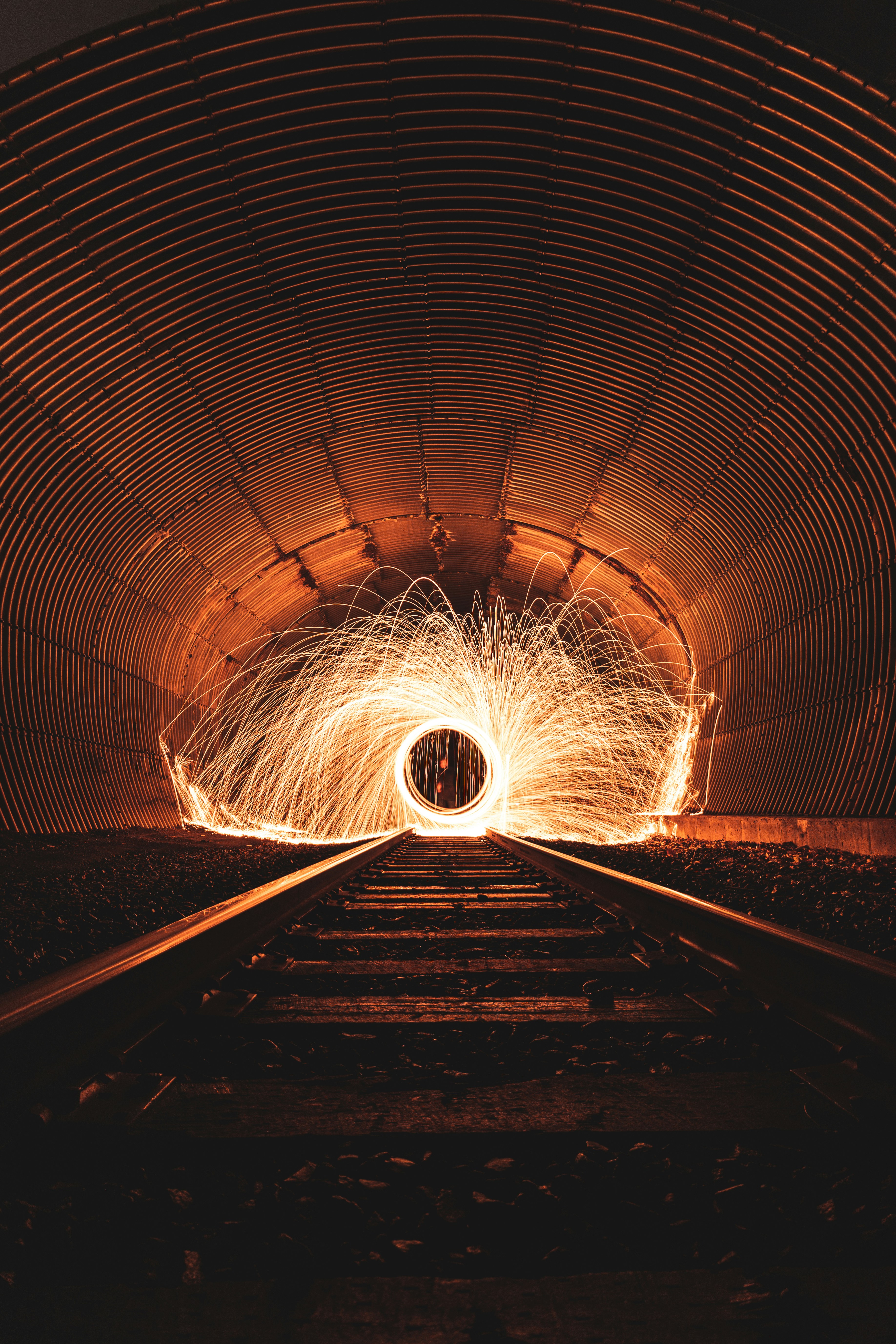Creative steel wool photography on train tracks.