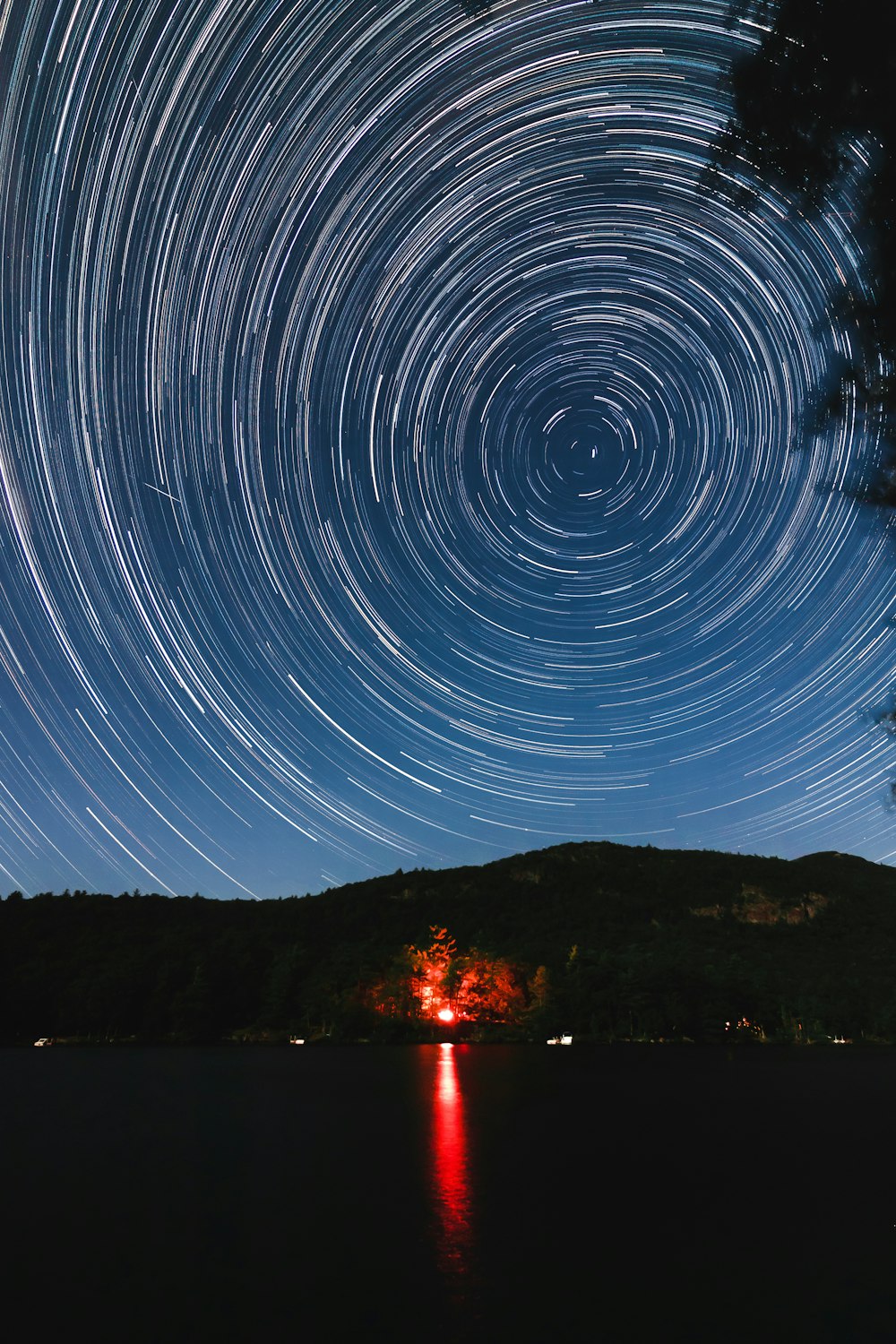 time lapse photography of lights on mountain during night time