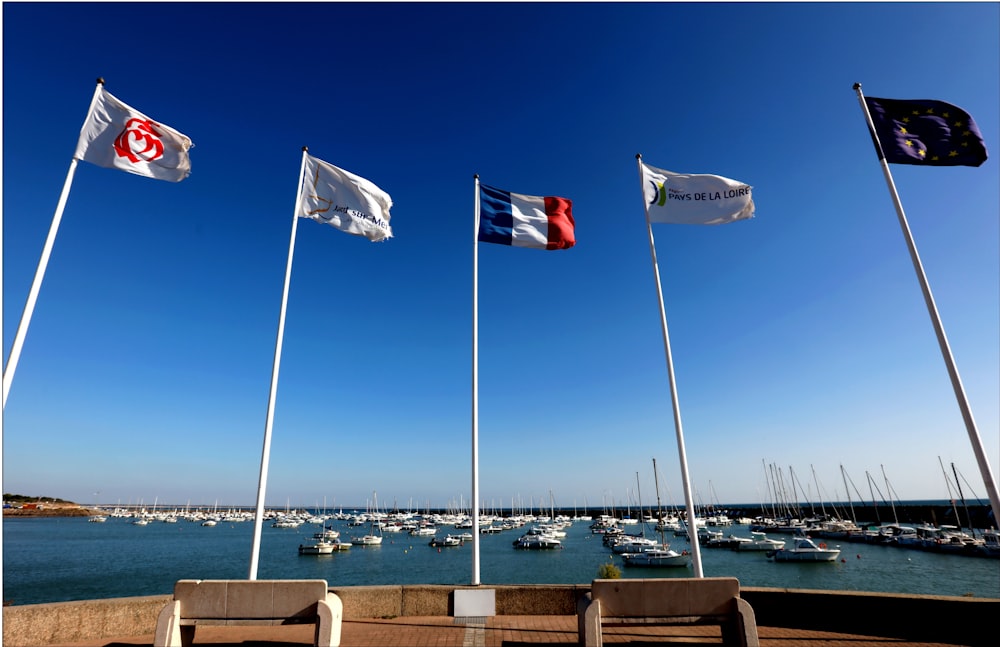 flags on poles during daytime