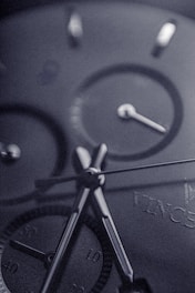 A close-up of a sleek quantitative watch.