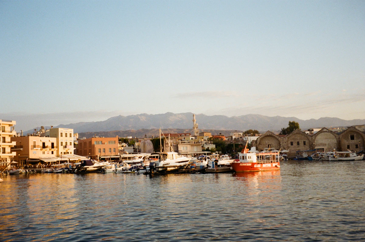 Boats moored in Chania's Venetian harbour, Crete