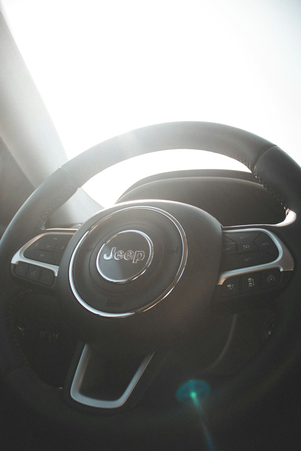 black and silver jeep steering wheel