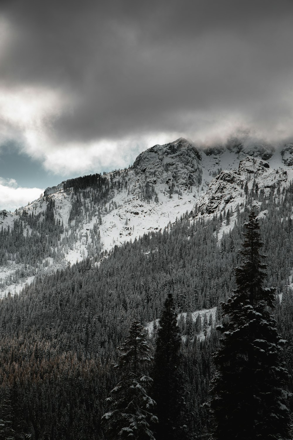 snow covered mountain during daytime