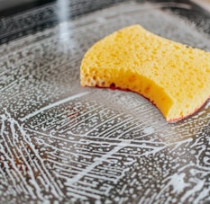 yellow powder on clear glass bowl