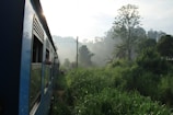 A serene train winding through lush green hills with soft morning light.