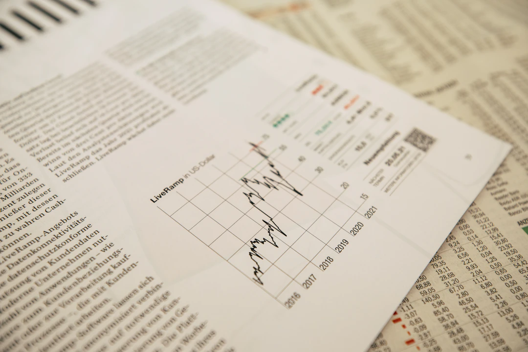 Stock market chart on a screen