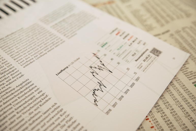 Notebook page with hand-drawn trendlines and numbered touch points marked in pencil