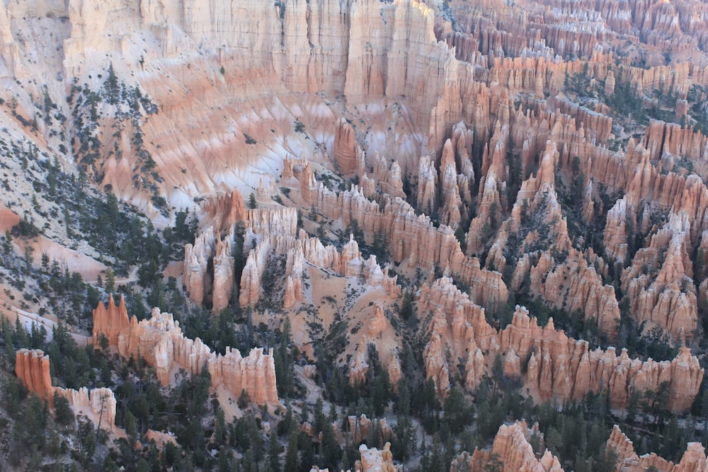 brown and white rock formation