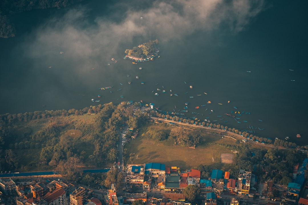 aerial view of city during night time