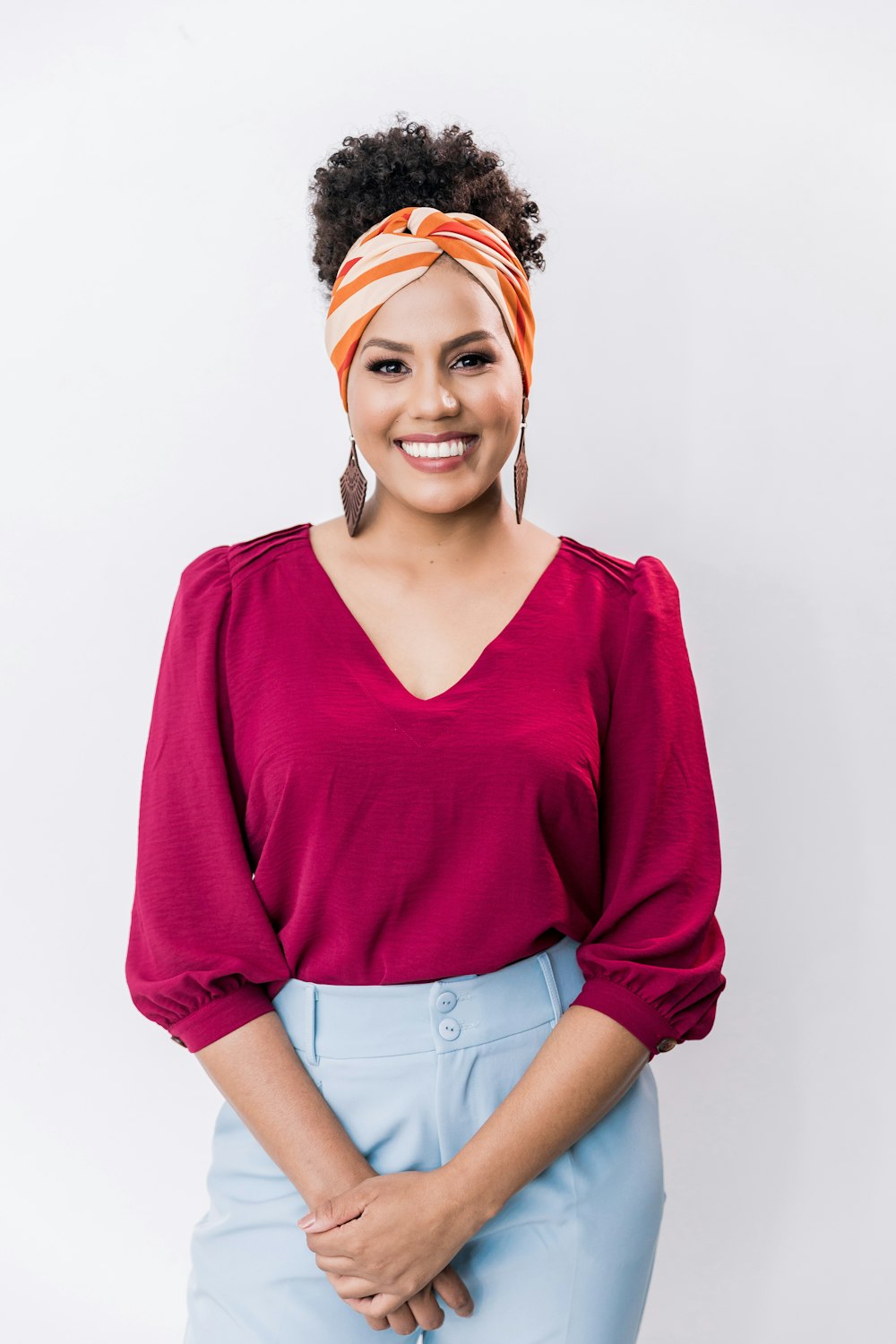 Woman in red v neck long sleeve shirt photo – Free Hair Image on Unsplash