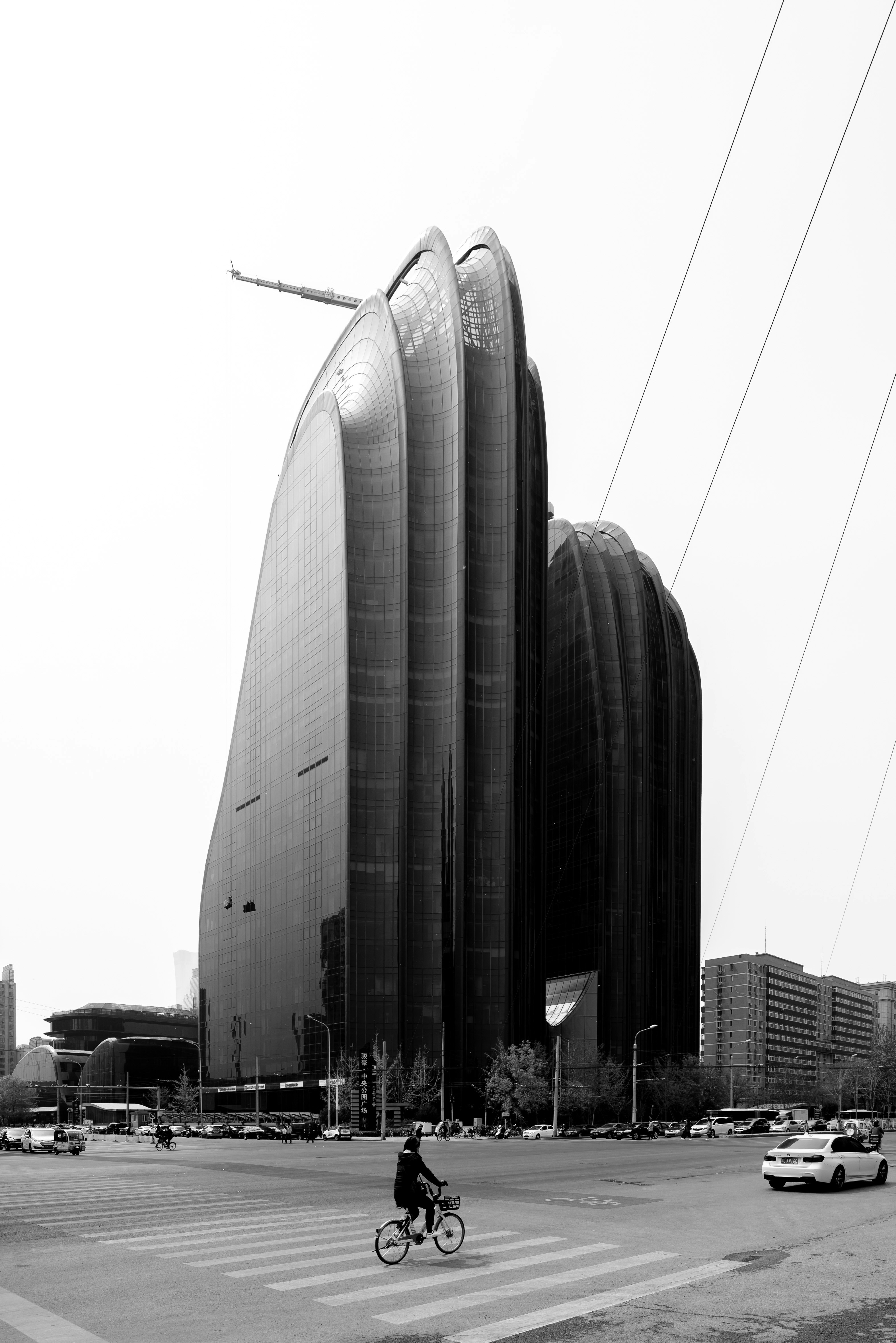 grayscale photo of high rise building