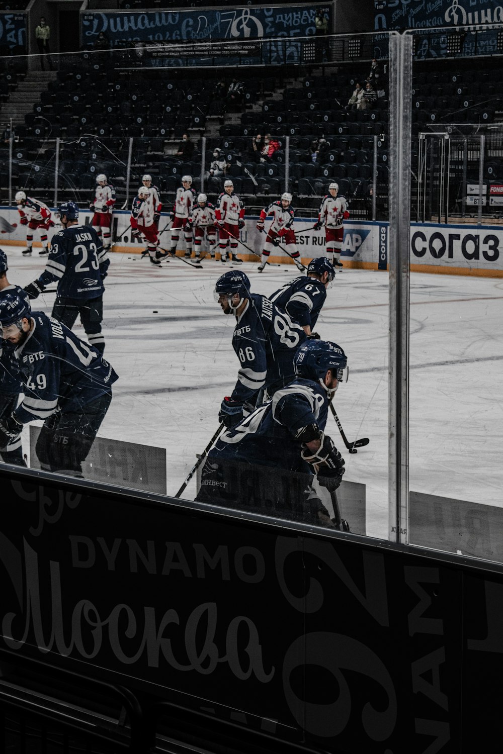 ice hockey players on ice hockey field