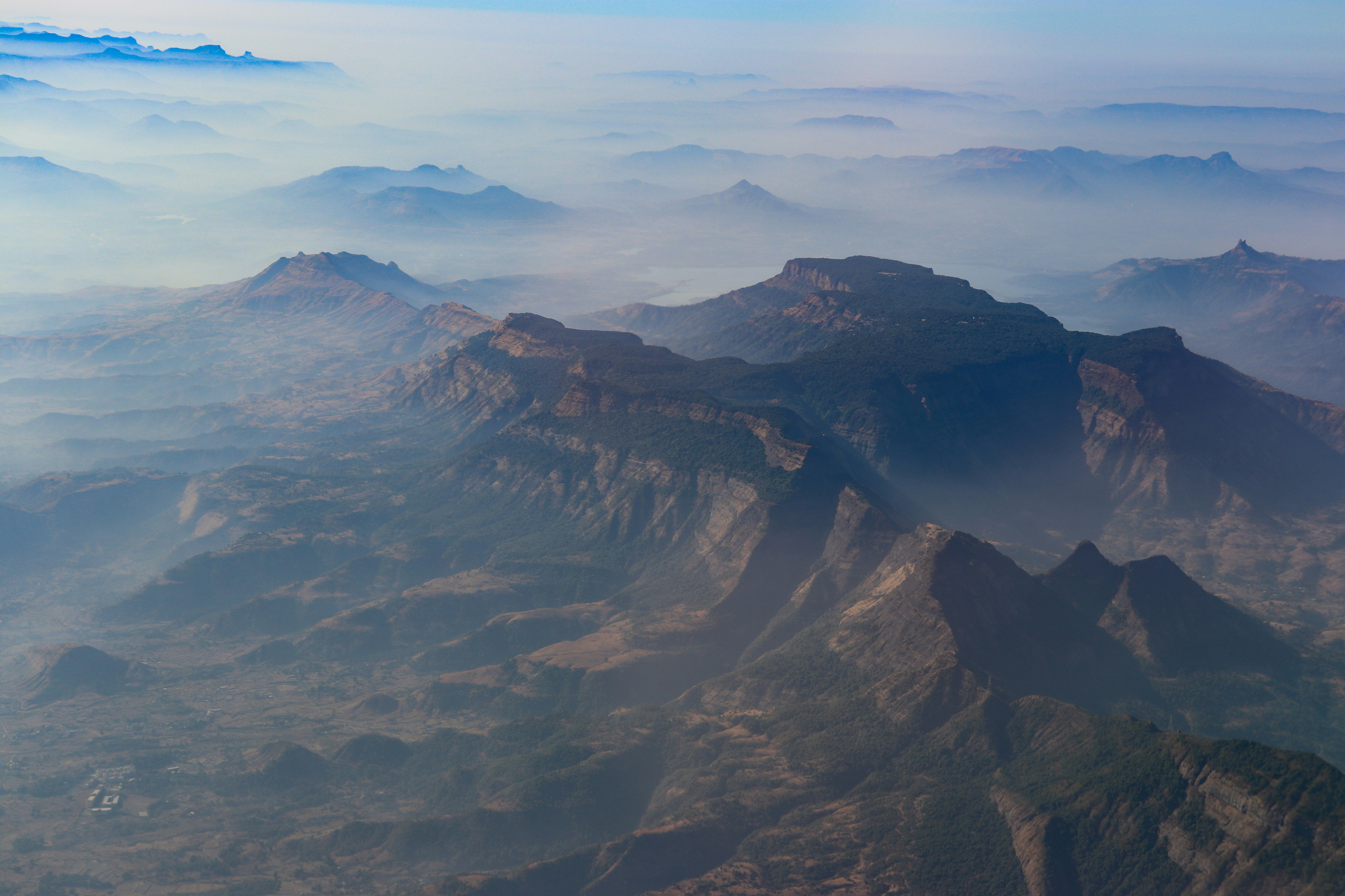 Aerial view of Western Ghats mountain range