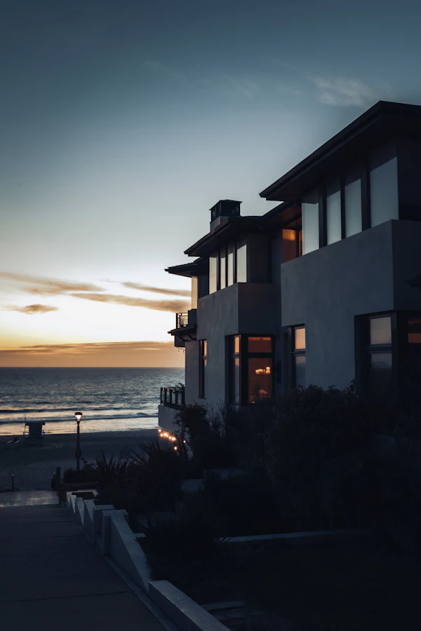Silhouette of a home at sunset