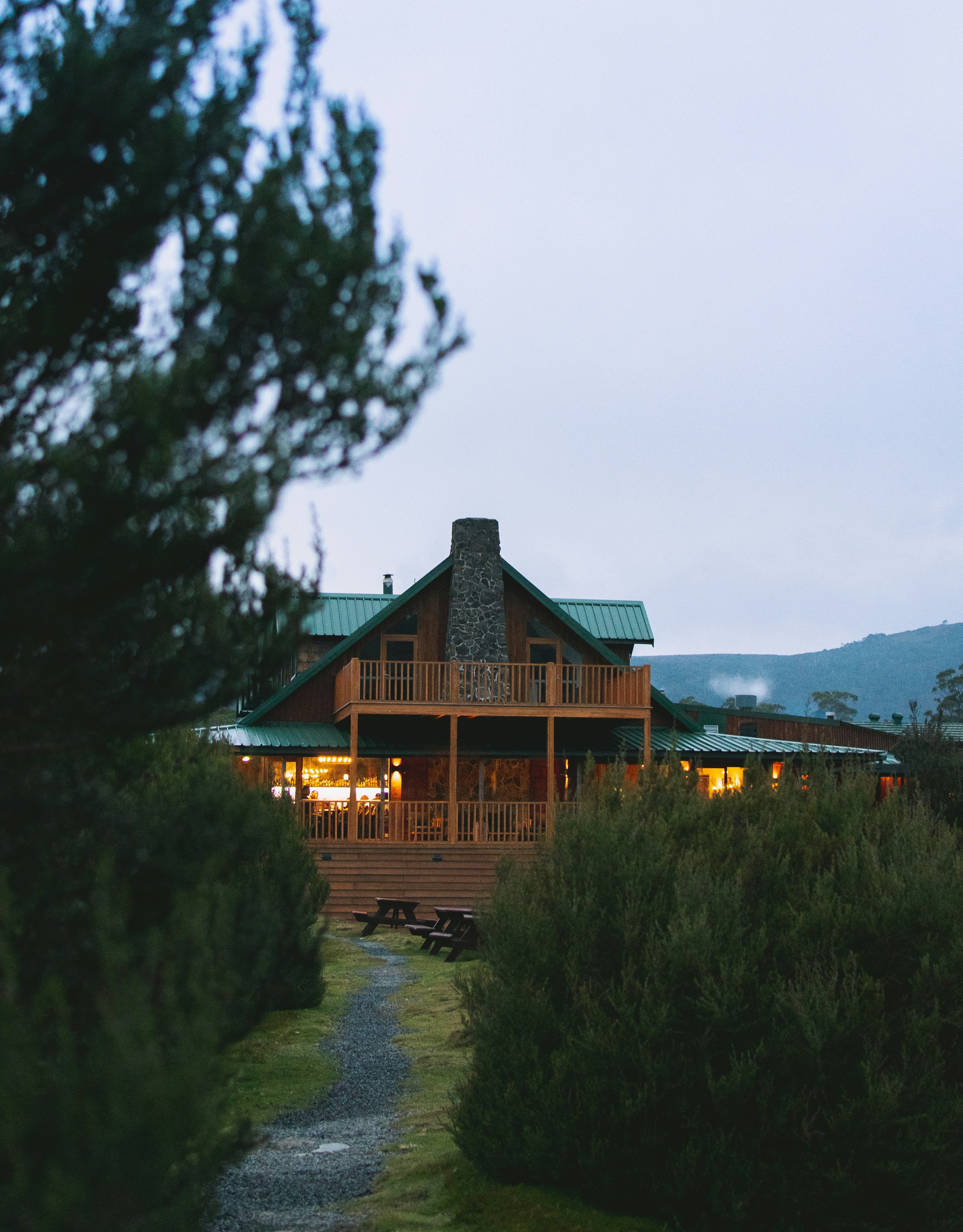 View of Cradle Mountain Lodge in Tasmania, Australia. 