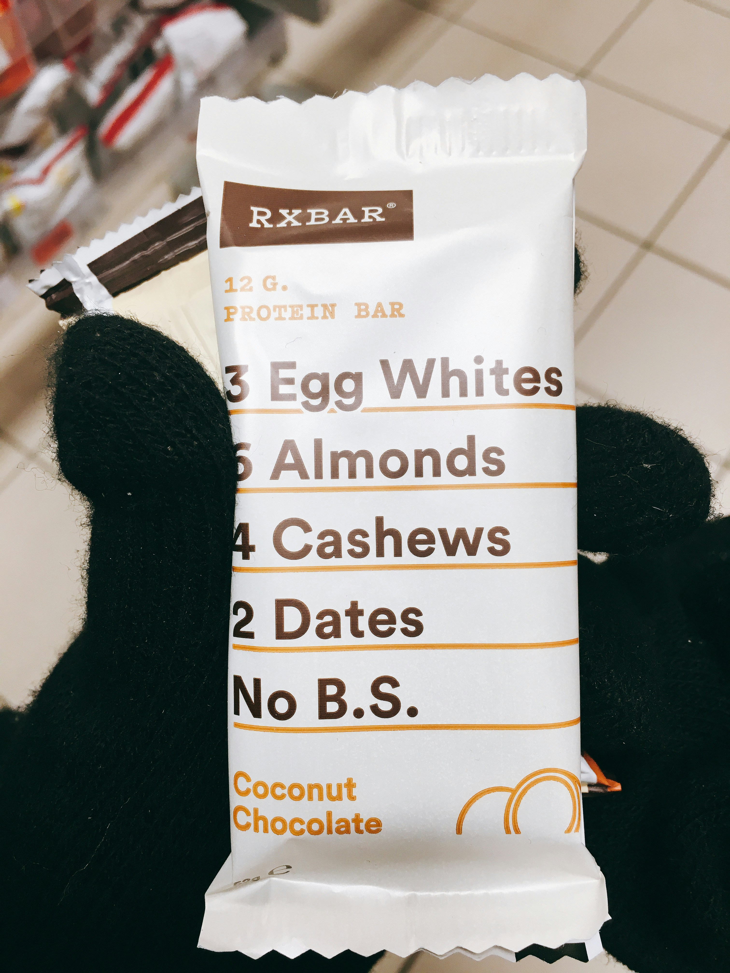 RXBAR chocolate sea salt protein bar with transparent ingredient label