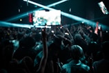people raising hands during nighttime