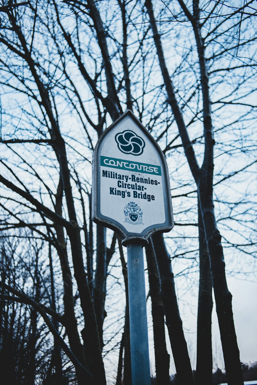 blue and white street sign