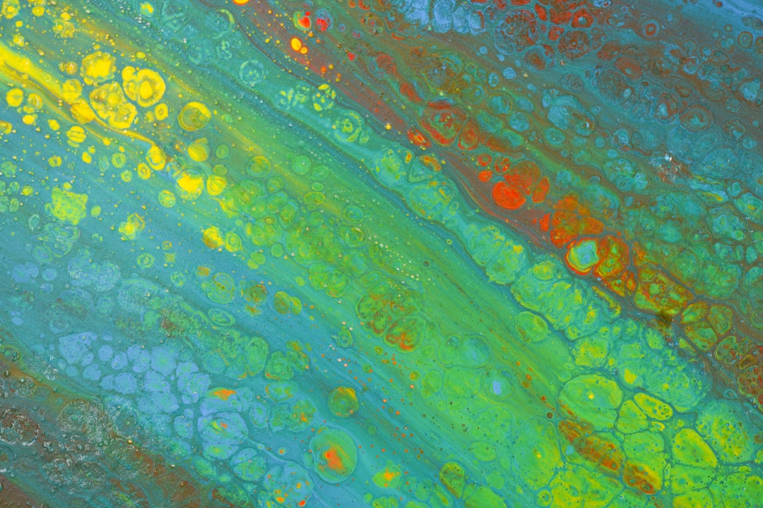green and blue abstract painting, Orange and yellow gradient on blue background<p></figure>