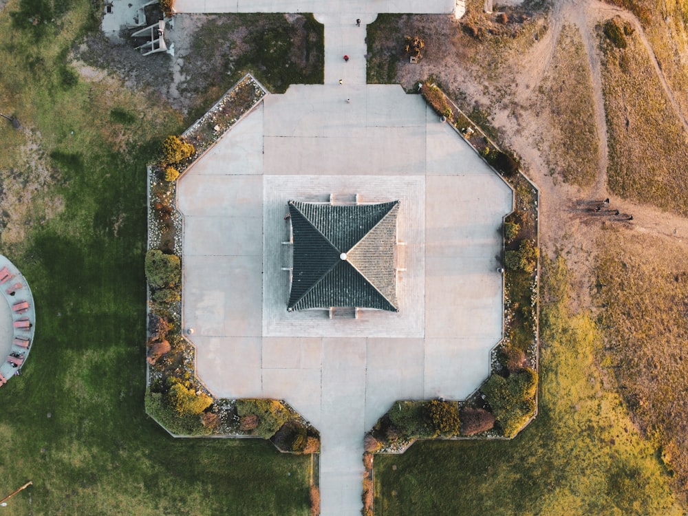 aerial view of green and brown field