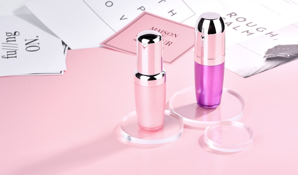 pink and silver vacuum flask