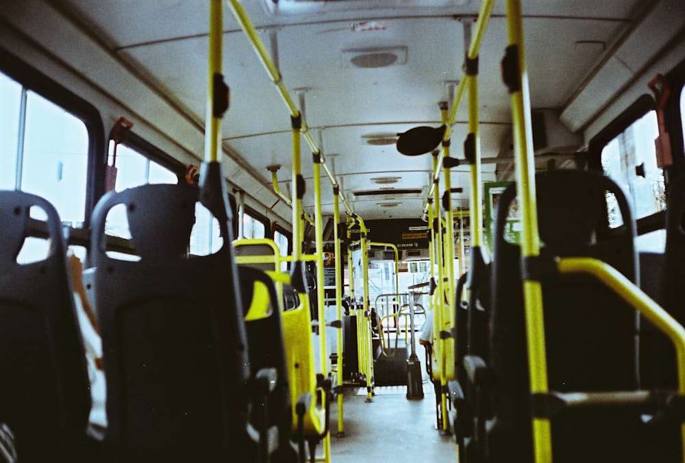 yellow and black train interior