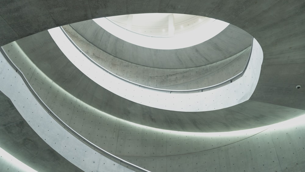 black and white spiral stairs