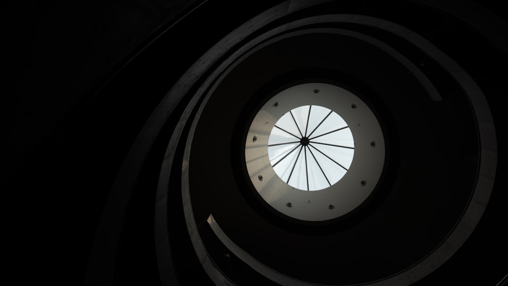 white and black round ceiling