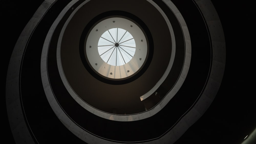 white and black round ceiling