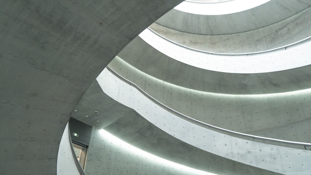 white and brown spiral staircase