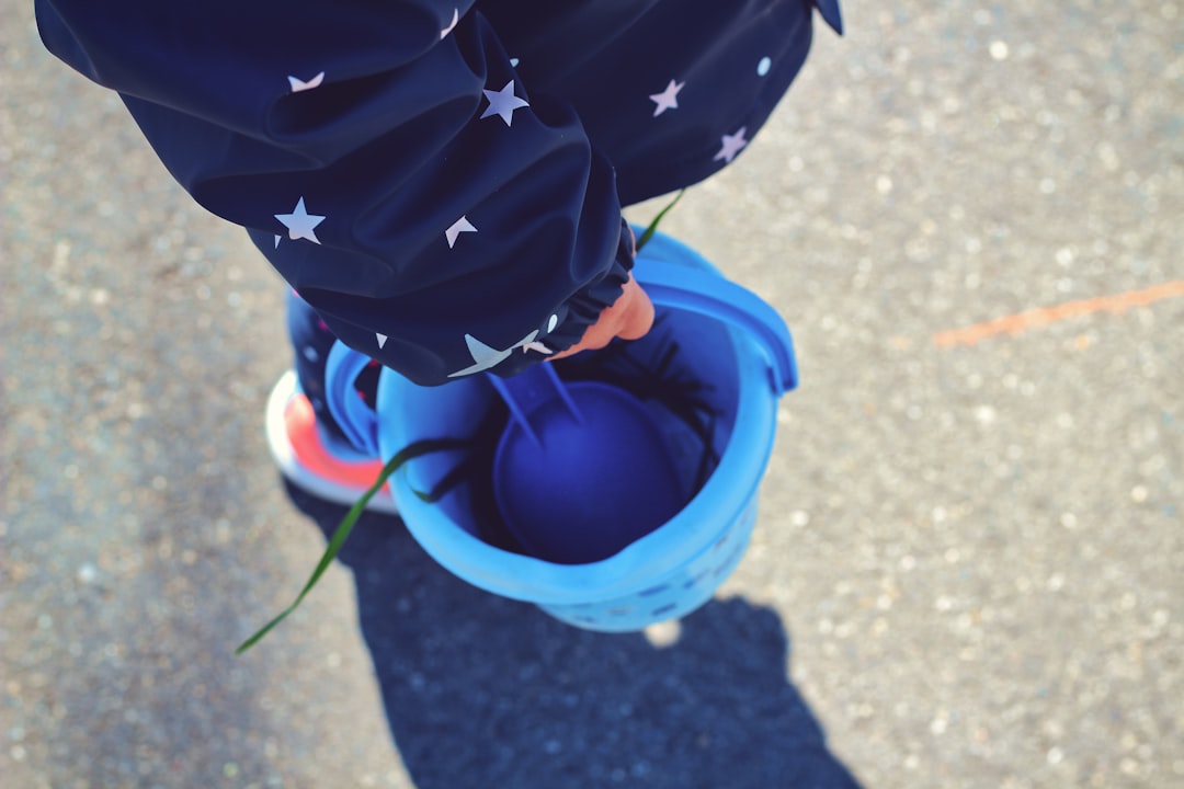 black and blue bucket with blue plastic bucket