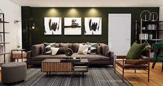 black and white wall mounted painting