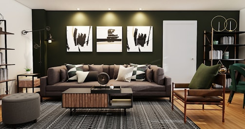 black and white wall mounted painting