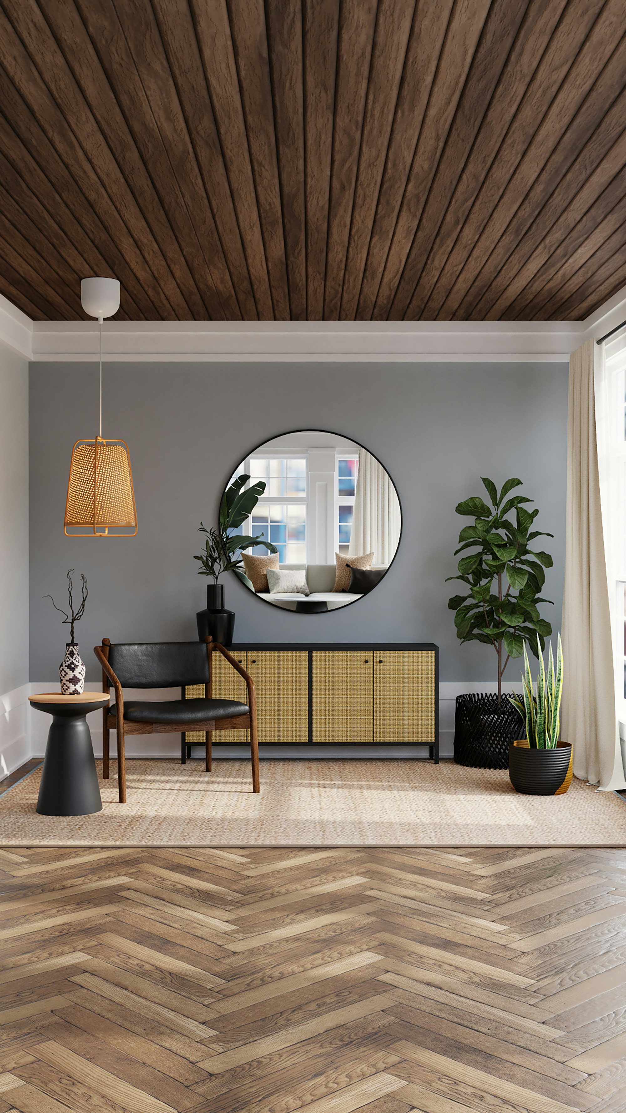 Refined bedroom interior with warm lighting