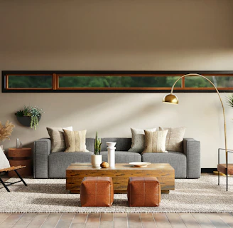 white and brown living room set