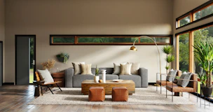 white and brown living room set
