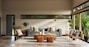 white and brown living room set