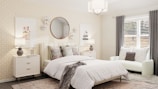 A cozy bedroom with contemporary design elements.