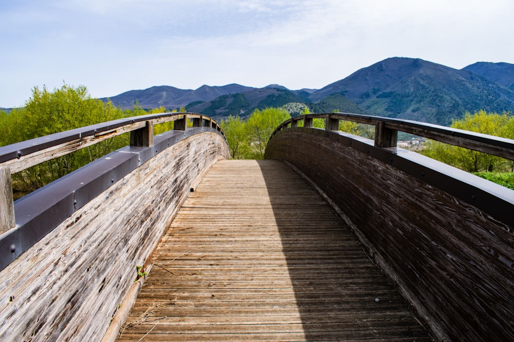 brown wooden bridge over the river