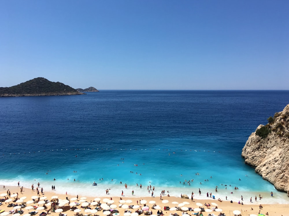 pessoas na praia durante o dia