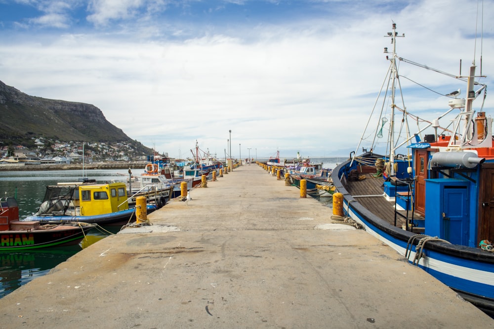 blue and yellow boat on sea dock during daytime