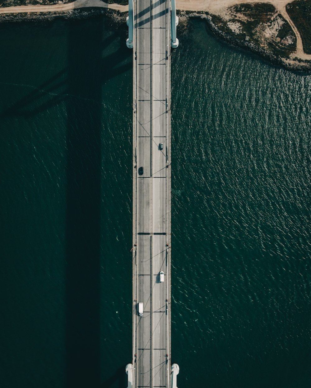 ponte branca e preta no corpo de água durante o dia