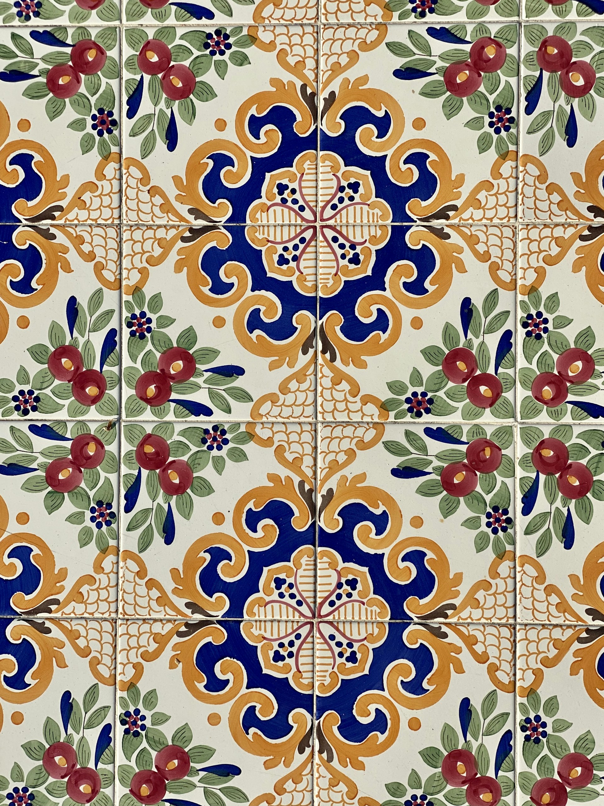 white red and blue floral textile