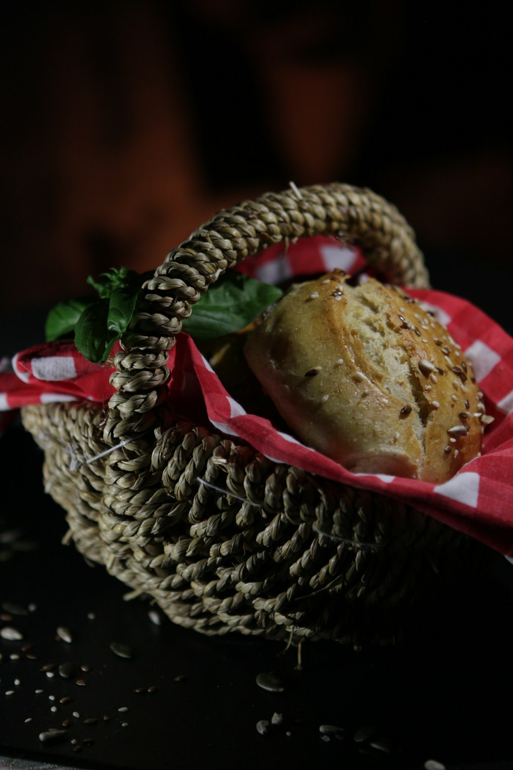 brown bread on red plate