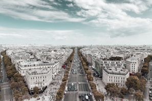 An aerial view of a bustling city representing global connections.