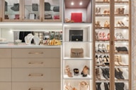 white wooden shelf with assorted items