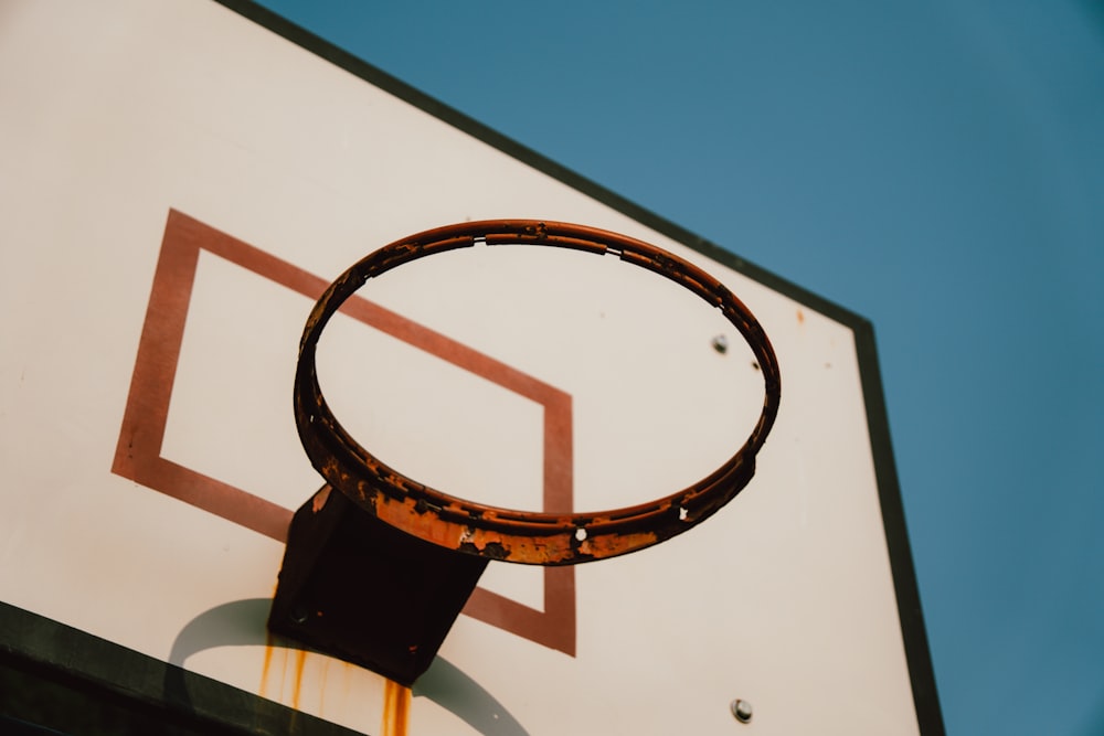 white and brown basketball hoop